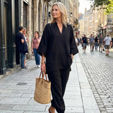 Georgiana | V Neck Tunic Gathered Trouser Set