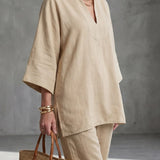 Georgiana | V Neck Tunic Gathered Trouser Set