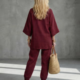 Georgiana | V Neck Tunic Gathered Trouser Set