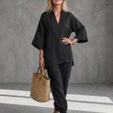 Georgiana | V Neck Tunic Gathered Trouser Set