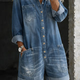 Nora | Casual Denim Jumpsuit Shorts