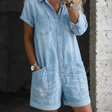 Nora | Casual Denim Jumpsuit Shorts