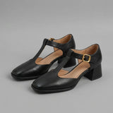 Marcele T-Strap Leather Pumps